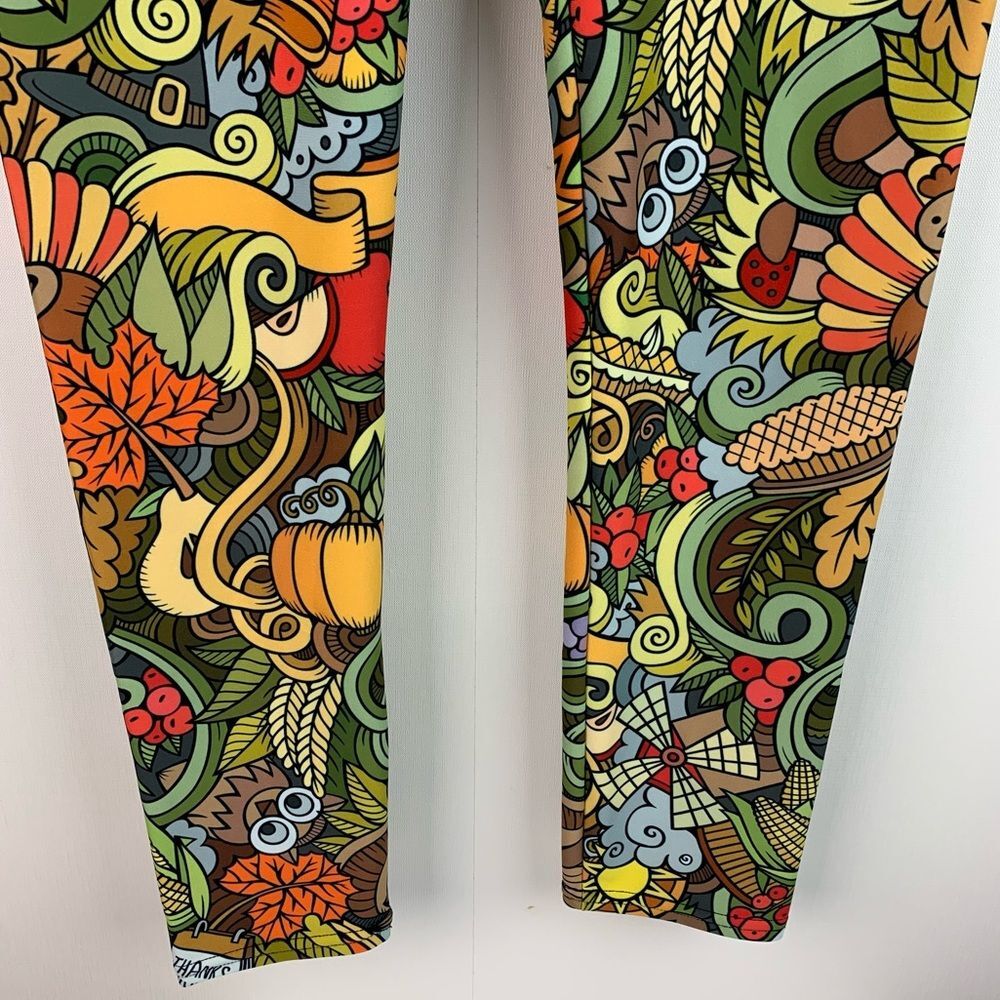 Fiercepulse women’s Happy Thanksgiving Yoga leggings pants size Large Pumpkin - Picture 5 of 6